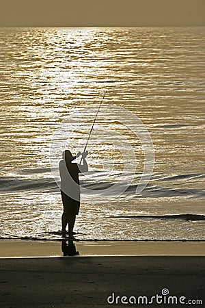 Sunrise Fisherman Stock Photo