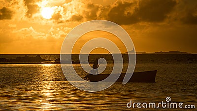 Sunrise Fisherman Stock Photo