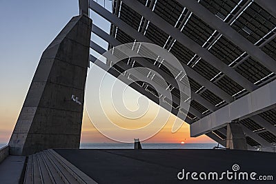 Sunrise Forum Park, Barcelona. January 2022. Editorial Stock Photo