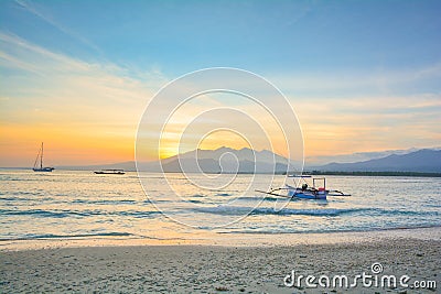 Sunrise on Gili Air Island - Bali, Indonesia Stock Photo