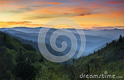 Sunrise Great Smoky Mountains National Park Stock Photo