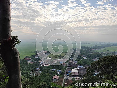 Sunrise at Gunung Keriang with cloudy white cloud Stock Photo