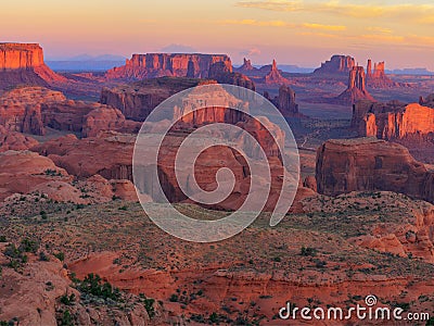 Sunrise at Hunts Mesa viewpoint Stock Photo