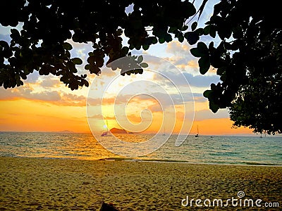 Sunrise island sunset Thailand travel coloured Stock Photo