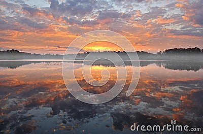 Sunrise, Jackson Hole Lake Stock Photo