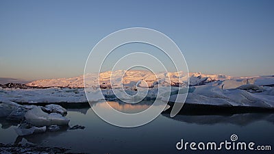 Sunrise at Jokulsarlon glacier lake Stock Photo