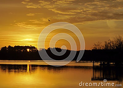 Sunrise at Lake Weiss near Cedar Bluff, Alabama Stock Photo