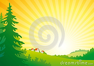 Sunrise landscape Vector Illustration