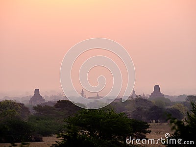 Sunrise landscape view pagoda bagan Stock Photo