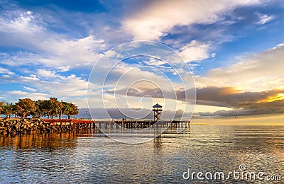 Sunrise lightens sky in Port Angeles, Washington Stock Photo