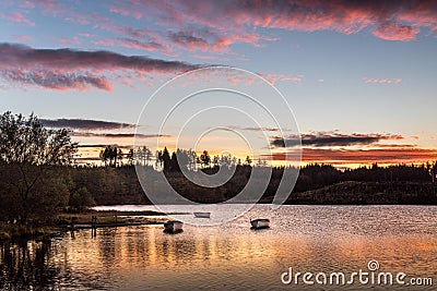 Sunrise at Loch Rusky in Trossachs National Park Stock Photo