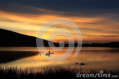 Sunrise at Locust Lake Stock Photo