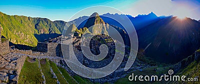 Sunrise at Machu Picchu, Cusco, Peru Editorial Stock Photo