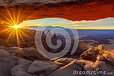 Sunrise at Mesa Arch Stock Photo