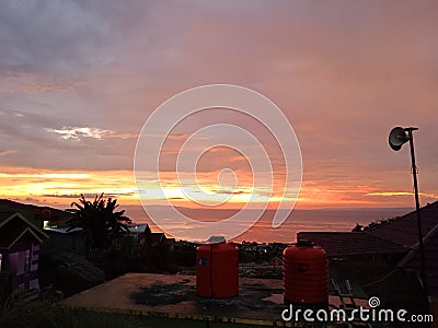 Sunrise in the morning at luwuk banggai sulteng Stock Photo