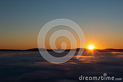 Sunrise on a mountain in Lewisburg West Virginia Stock Photo