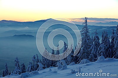 Sunrise in mountains Stock Photo