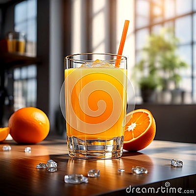 Sunrise Nectar: Savoring the Zest and Zing of Fresh Orange Juice. Stock Photo