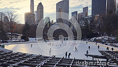 Ice skating rink, central park new york Editorial Stock Photo