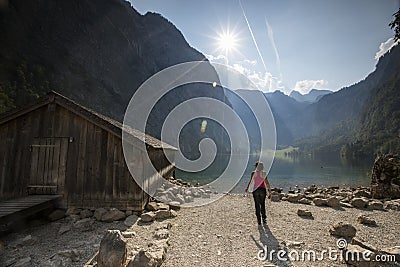 Sunrise in Obersee lake, Bavaria, South Germany. Europe Editorial Stock Photo