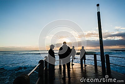 Sunrise Ocean Waves Pier People Editorial Stock Photo
