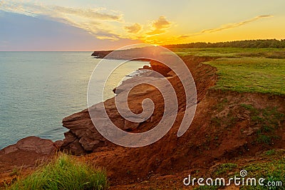 Sunrise in the Oceanview Lookoff, Cavendish, PEI Stock Photo