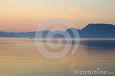 Before sunrise off the coast of the Meganisi island, Ionian sea, Greece Stock Photo