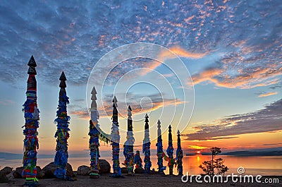 Sunrise on Olkhon island, lake Baikal Stock Photo