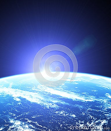 Sunrise outer space Stock Photo