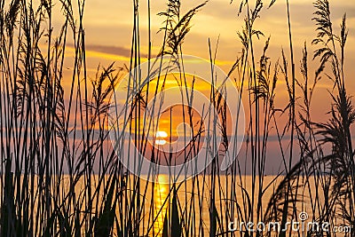 Sunrise over the Balaton lake, Hungaru Stock Photo