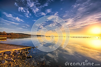 Sunrise over Benbrook Lake Stock Photo