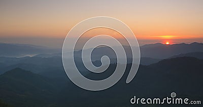 Sunrise over black forest mist Stock Photo