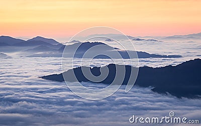 Sunrise over Cataloochee Valley, Asheville, North Carolina Stock Photo