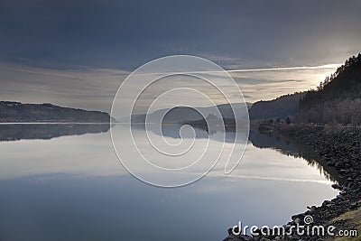 Sunrise Over Columbia River Gorge Stock Photo