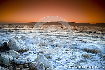 Sunrise over the dead sea Stock Photo