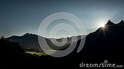 Sunrise over the Dent de Broc, Switzerland Stock Photo