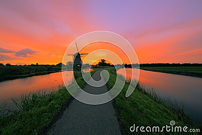 Sunrise over a Dutch landscape Stock Photo