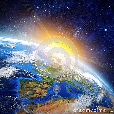 Sunrise over the Earth Stock Photo