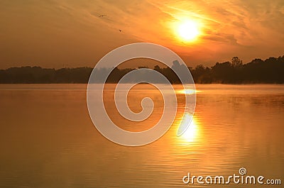 Sunrise over lake Stock Photo