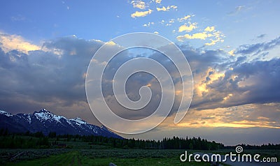 Sunrise over the Grand Tetons Stock Photo