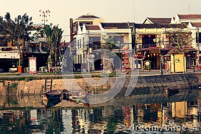 Early morning along waterfront in Hoi An, Vietnam Editorial Stock Photo