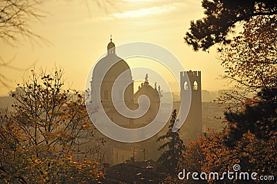 Sunrise over Italian city Stock Photo