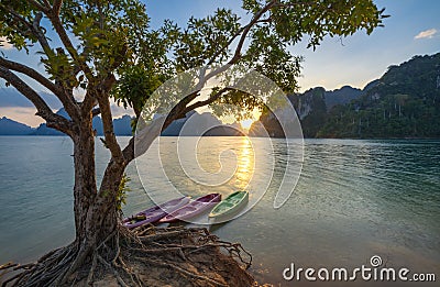 Sunrise over Khao sok national park, Surat thani, Thailand Stock Photo