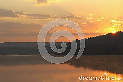 Sunrise over lake Stock Photo