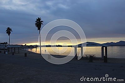 Sunrise over Lake Havasu Arizona Stock Photo