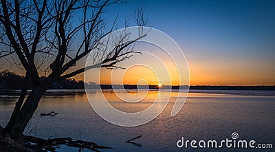 Sunrise over lake in Madison, Wisconsin Stock Photo