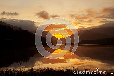 Sunrise over llyn Padarn Stock Photo