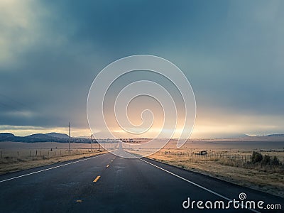 Sunrise and the Open Road Stock Photo