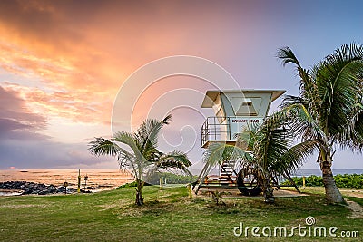 Sunrise over Lydgate Beach in Kauai Stock Photo