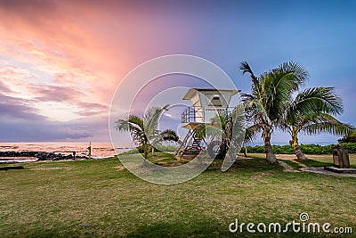 Sunrise over Lydgate Beach in Kauai Stock Photo